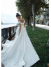 Off Shoulder White Satin Glamorous Wedding Dress